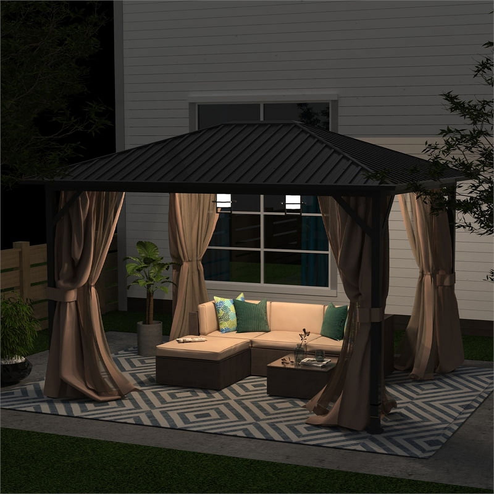 10x12 Hardtop Metal Canopy Gazebo with Netting G997955