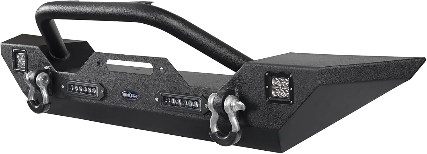 Front & Rear Bumper Kit with Winch Plate & Hitch Receiver & LED Lights L52399
