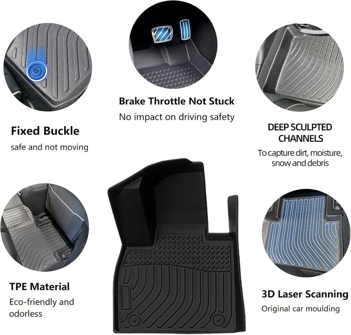 Heavy Duty Black Trunk Floor Mats for Hyundai Palisade 2020-2021 N60742