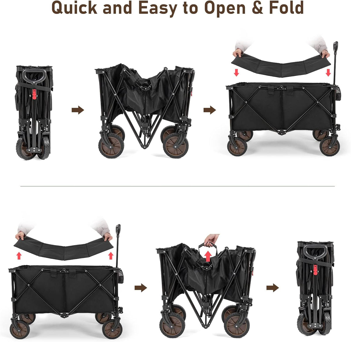 Heavy Duty Collapsible Folding Wagon Utility Cart with Universal Wheels & Adjustable Handle B46111