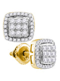10kt Yellow Gold Diamond Square Earrings 1 Cttw F4154