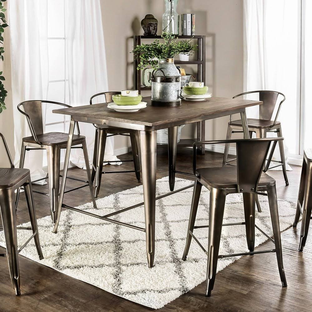 Industrial Counter Height Dining Table - Brown S495