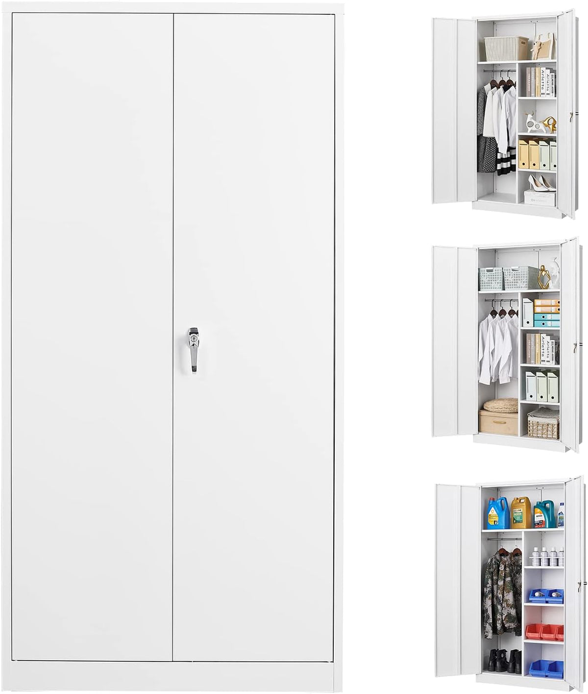Metal Storage Cabinet with Locking Door and 2 Adjustable Shelves E440