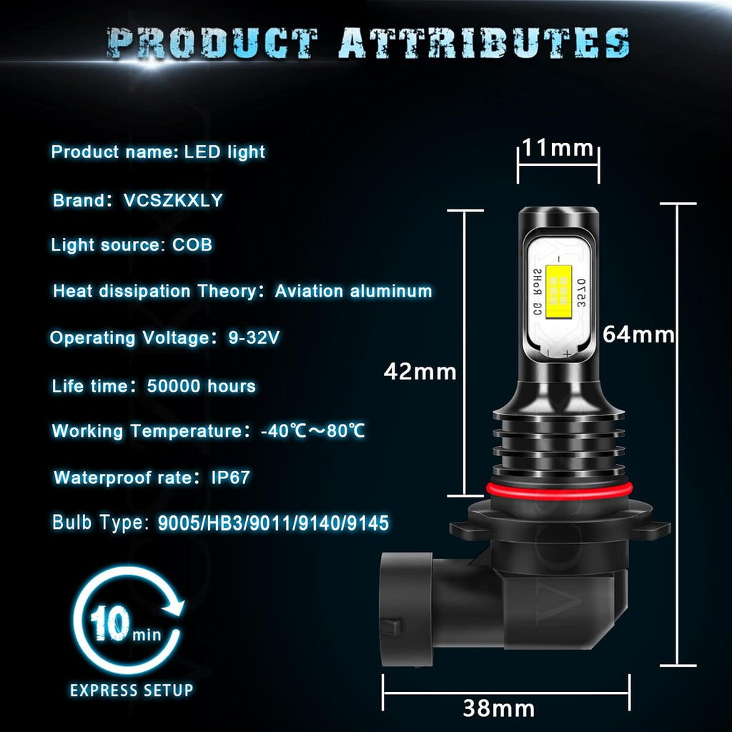 9005 9006 9145 LED Headlight Bulbs, 6 Bulbs Z11619