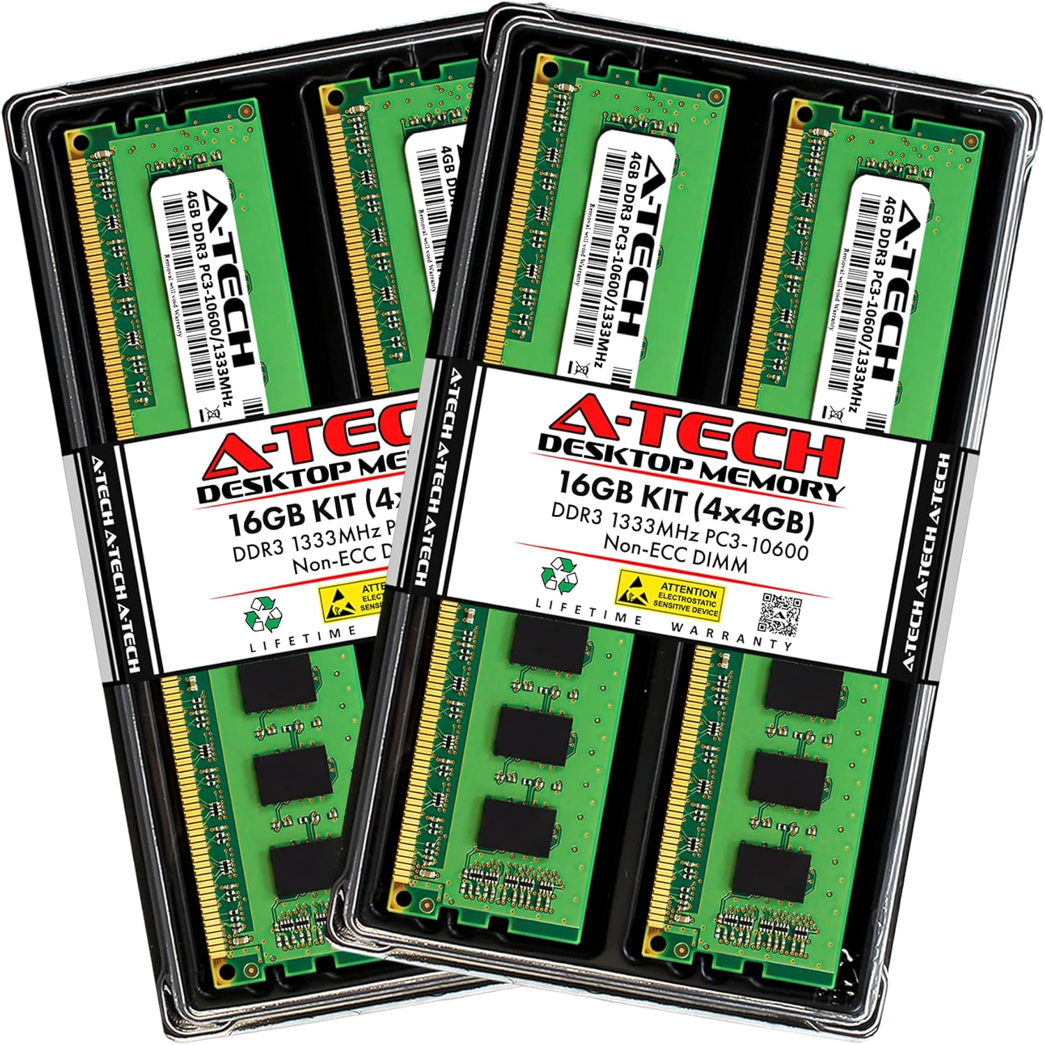 16GB Kit (4x4GB) DDR3 1333 MHz PC3-10600 DIMM Desktop Computer Memory CL9 240-Pin UDIMM Non-ECC Unbuffered G685590