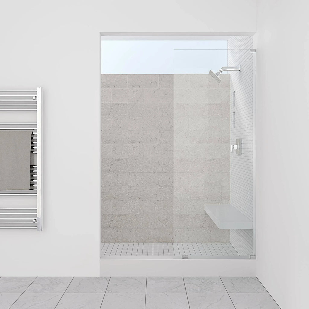 Matte Black Frameless Fixed Glass Shower Panel V7131