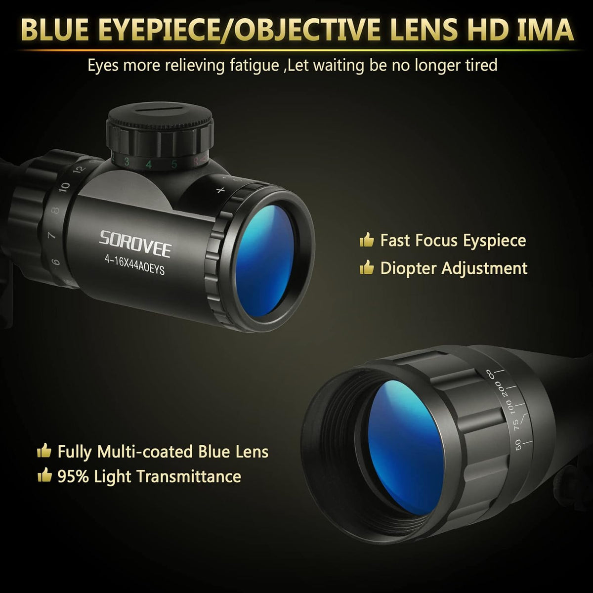 4-16x44 AO Rifle Scope with Red/Green Reticle Illuminated, Locking Turret, Sunshade and 20mm Rail Mount, Pack of 2 Z307525