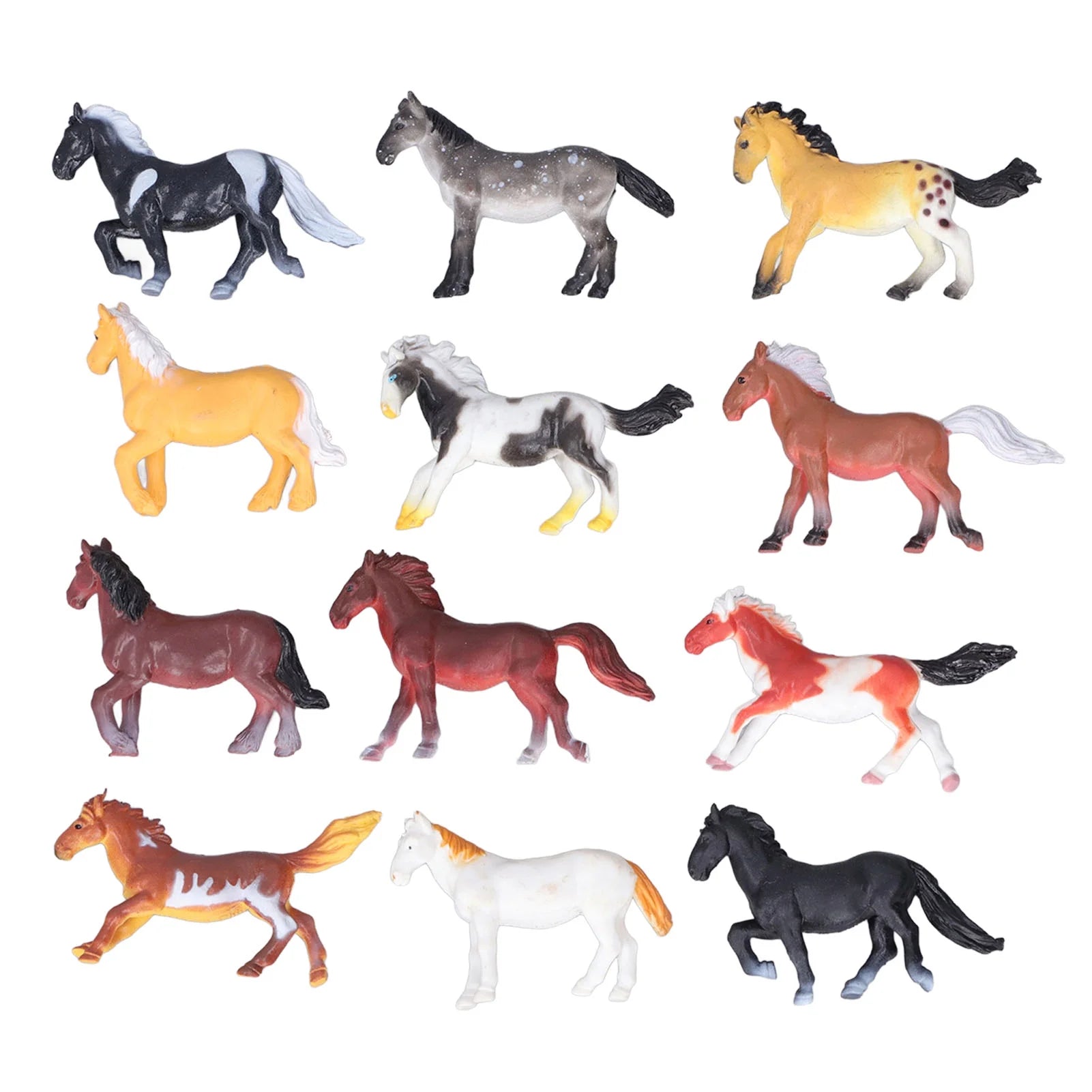 12Pcs Plastic Toy Horses Horse Figurine F622930