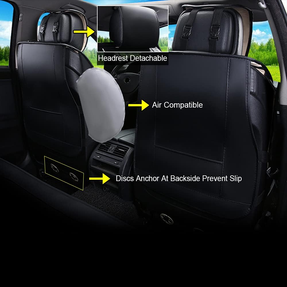 Black/White Line Full Set Car Seat Cover Q6495