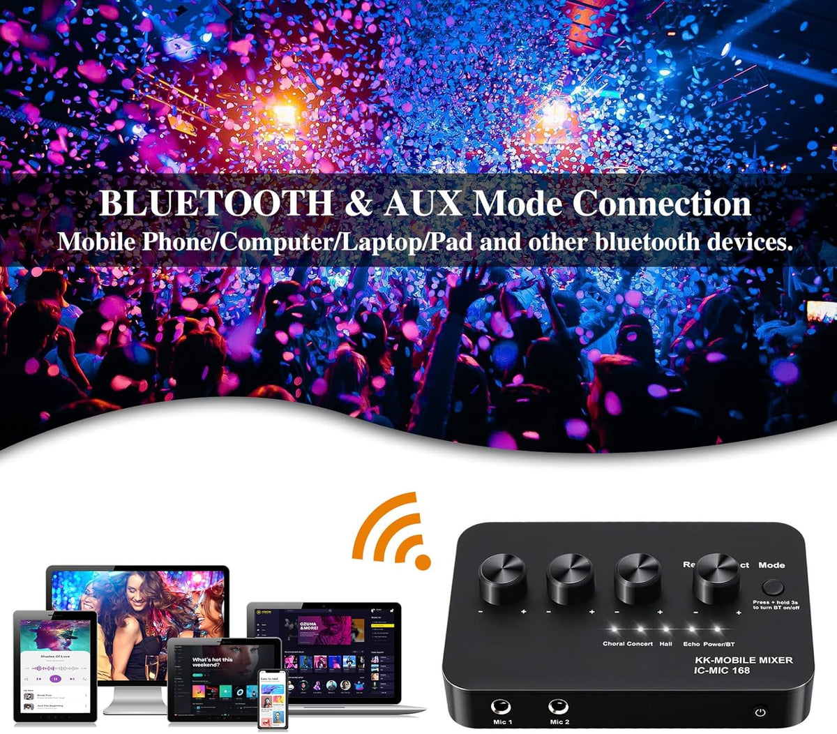 Bluetooth Wired Microphone Karaoke Mixer System with HDMI ARC and Optical (Toslink) I630743