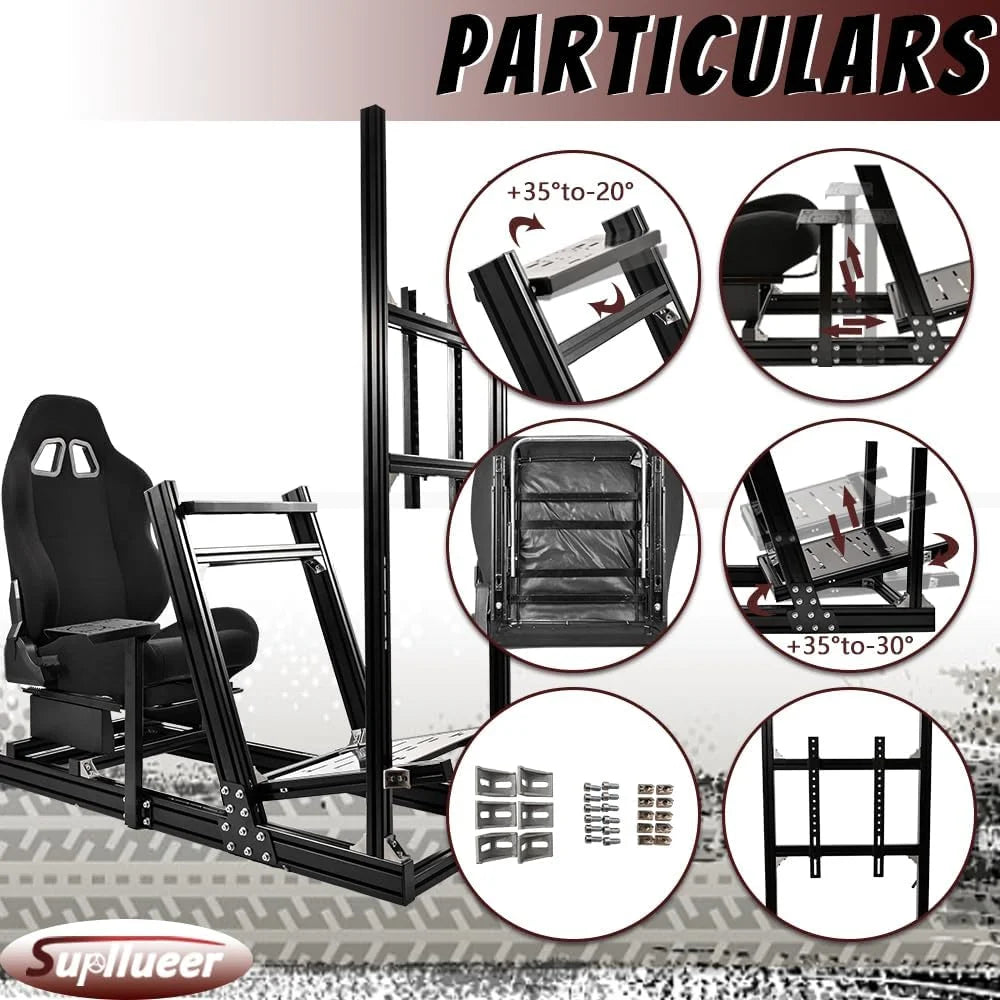 Racing Sim Cockpit with Monitor Stand Seat R966307