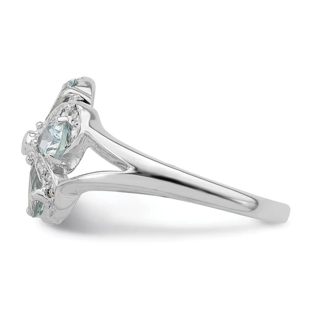 Rhodium Aquamarine Diamond Ring V175312