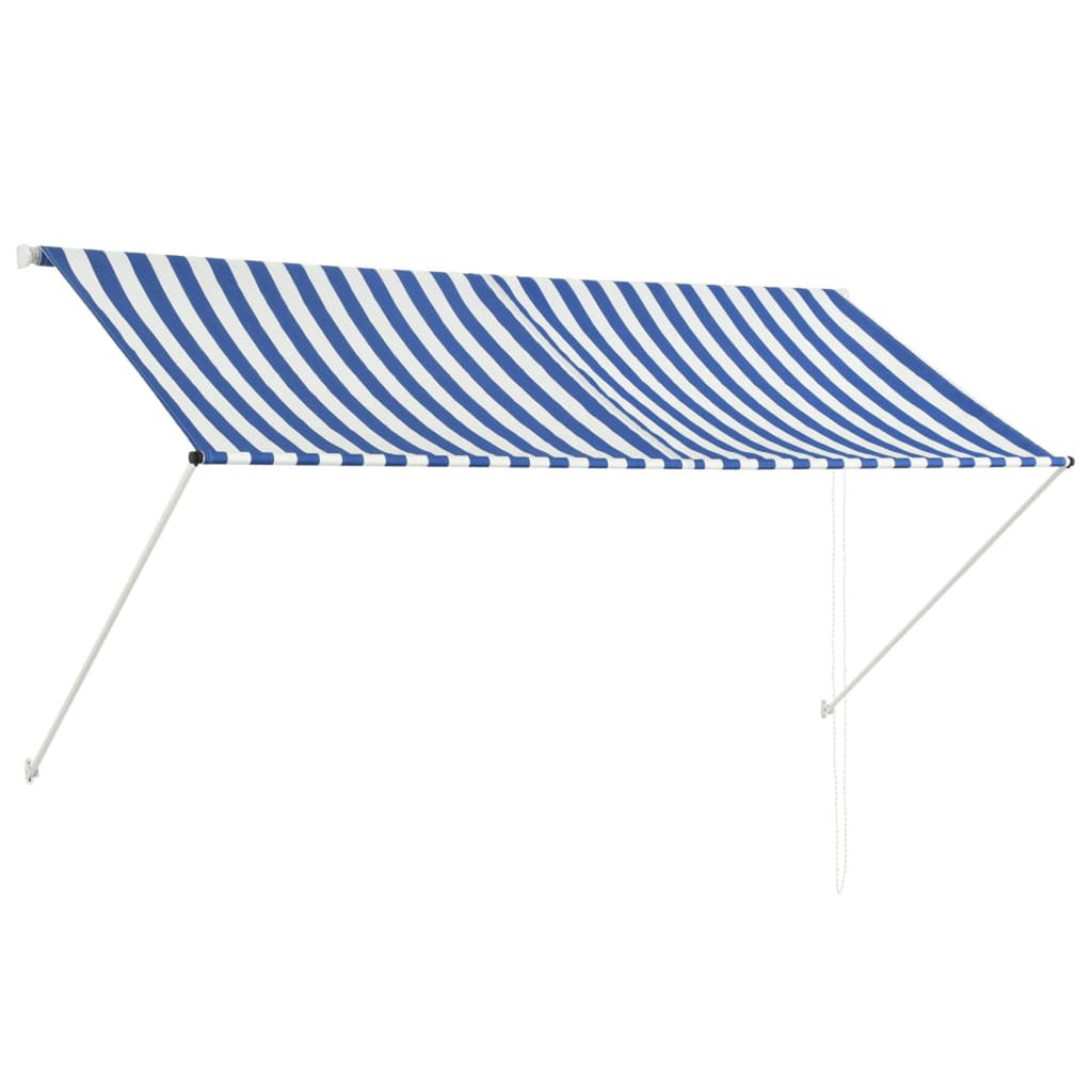 Retractable Awning 98.4" x 59.1" Blue and White F69143