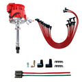Red Cap HEI Distributor and Spark Plug Wires Combo Kit for Chevy 350 V8 K2250