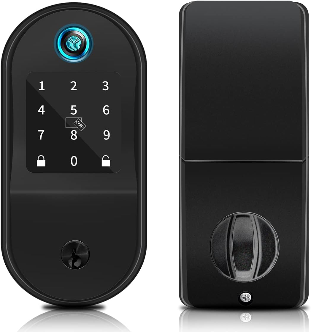 Smart Keyless Entry Door Lock with Bluetooth Fingerprint Deadbolt, Touchscreen Keypad, Card, Keys G23334