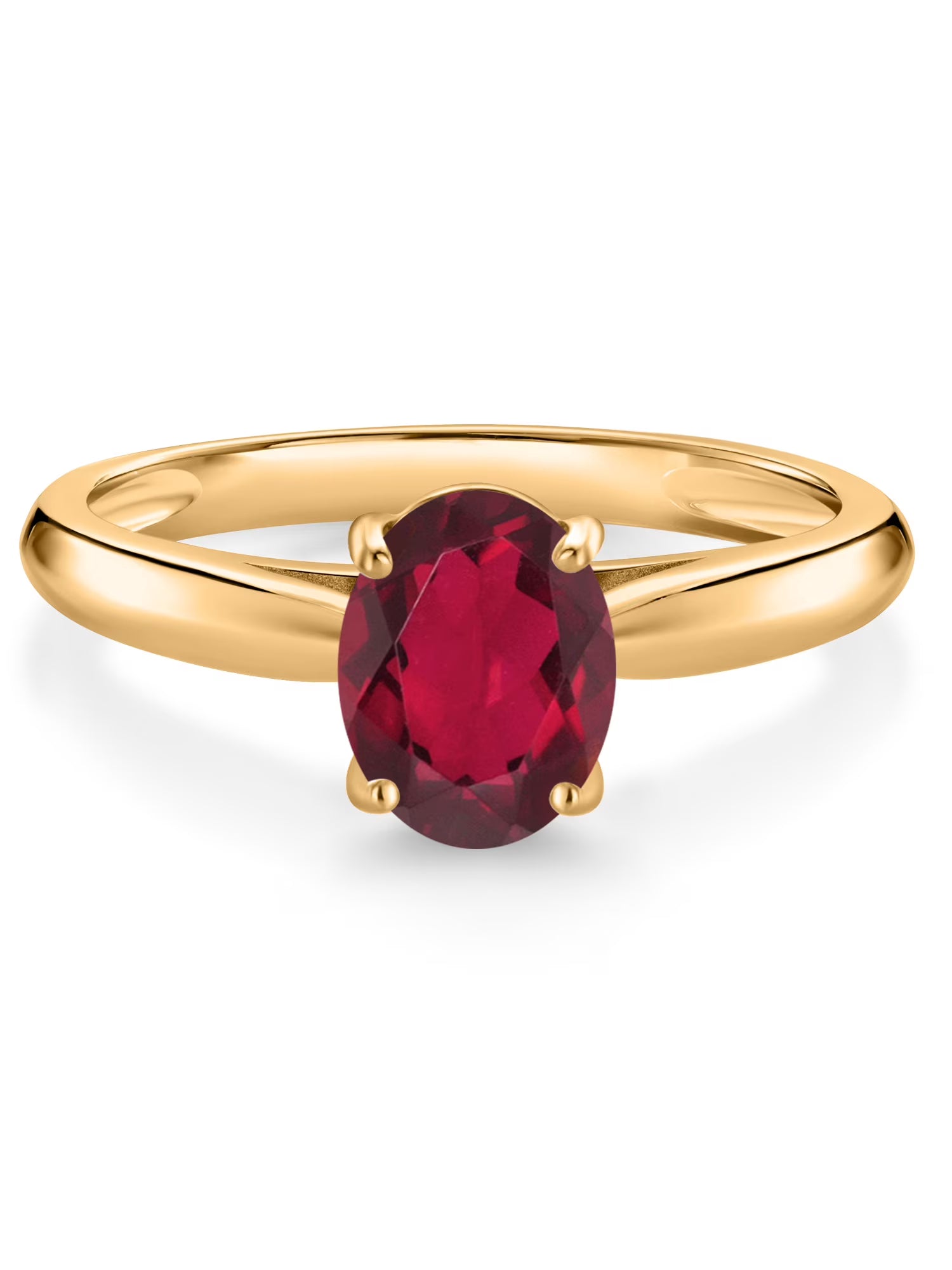 10K Yellow Gold Ruby Red Mystic Topaz Solitaire Engagement Ring (1.30 Cttw, Oval 8X6MM) N607901