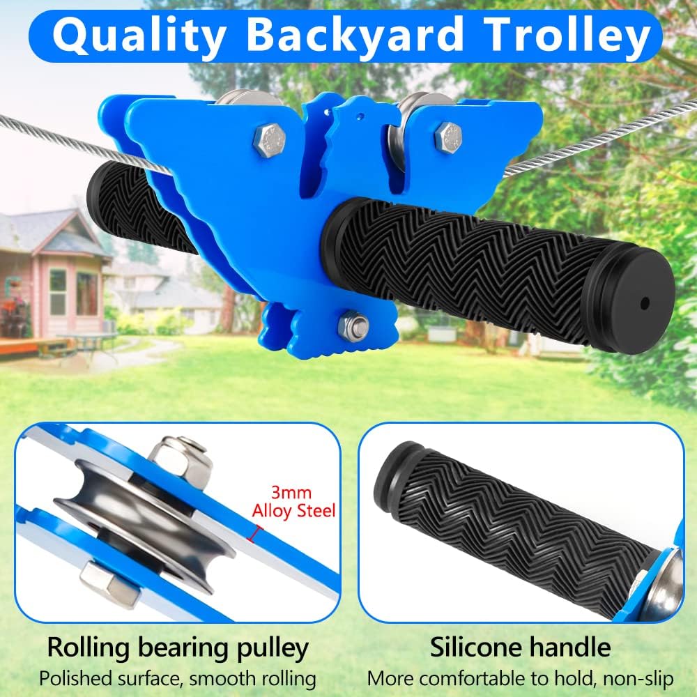 98Ft Zip Line Trolley Kit with Handle and Seat W4149