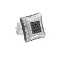 0.08 Carat Round Black & White Diamond Micro Pave Kite Shape Pushback Stud Earring in 925 Sterling Silver U348