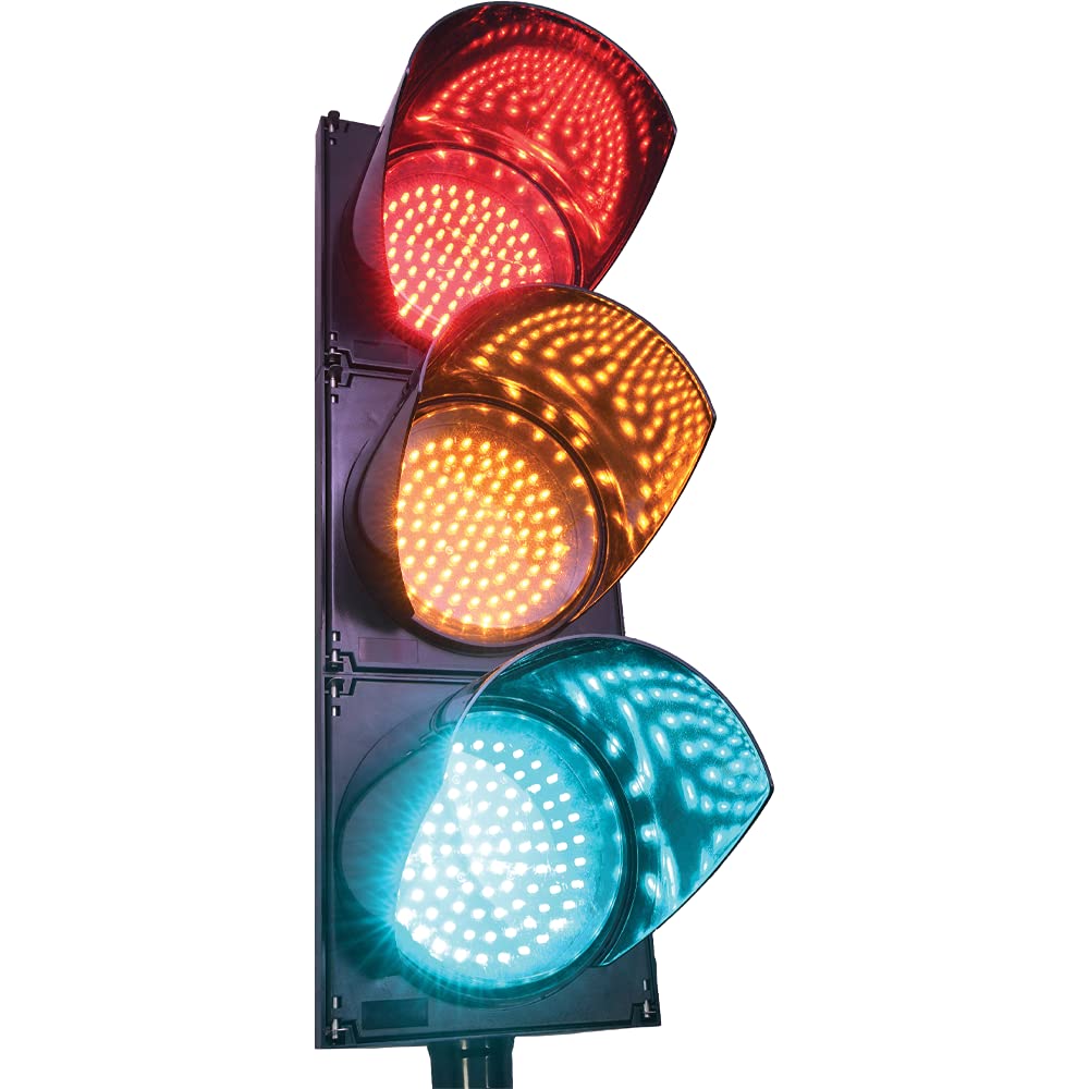 LED Traffic Stop Light 3 Light Red, Yellow, Green 8 Inch Diameter Lens, Industrial Loading Dock Bay Light, Indicator Light 85-265 VAC X3279