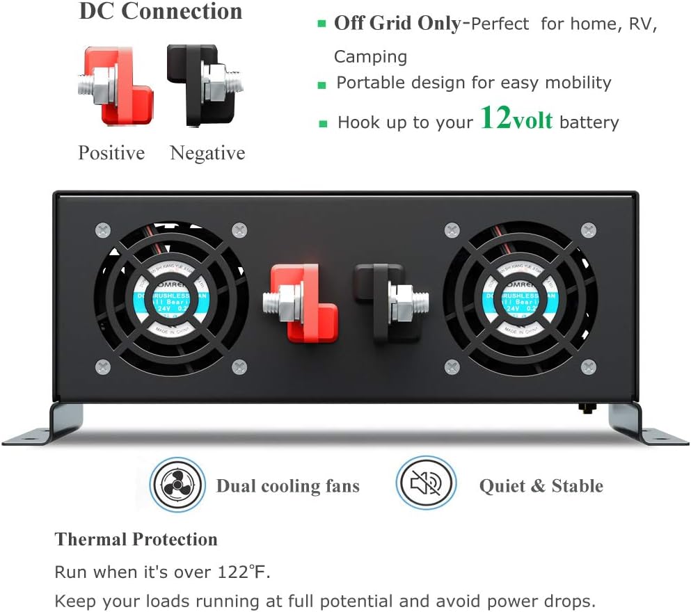 4000W Pure Sine Wave Power Inverter 12V 110V 120V 60Hz with Remote Controller W202391