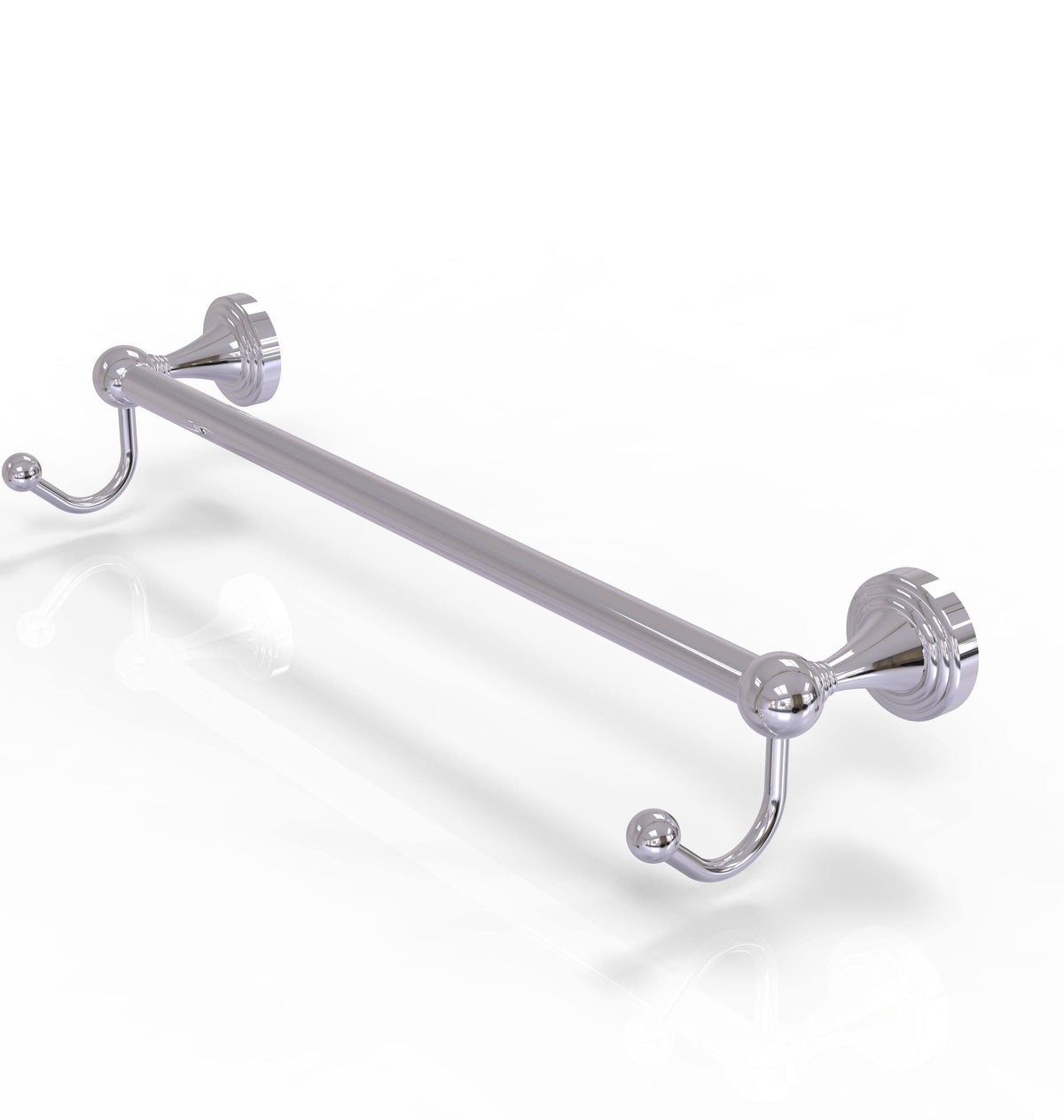 Polished Chrome 30x22 Towel Bar with Integrated Hooks B139