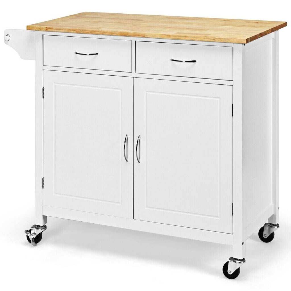 Brown Wooden Top Rolling Kitchen Cart L408