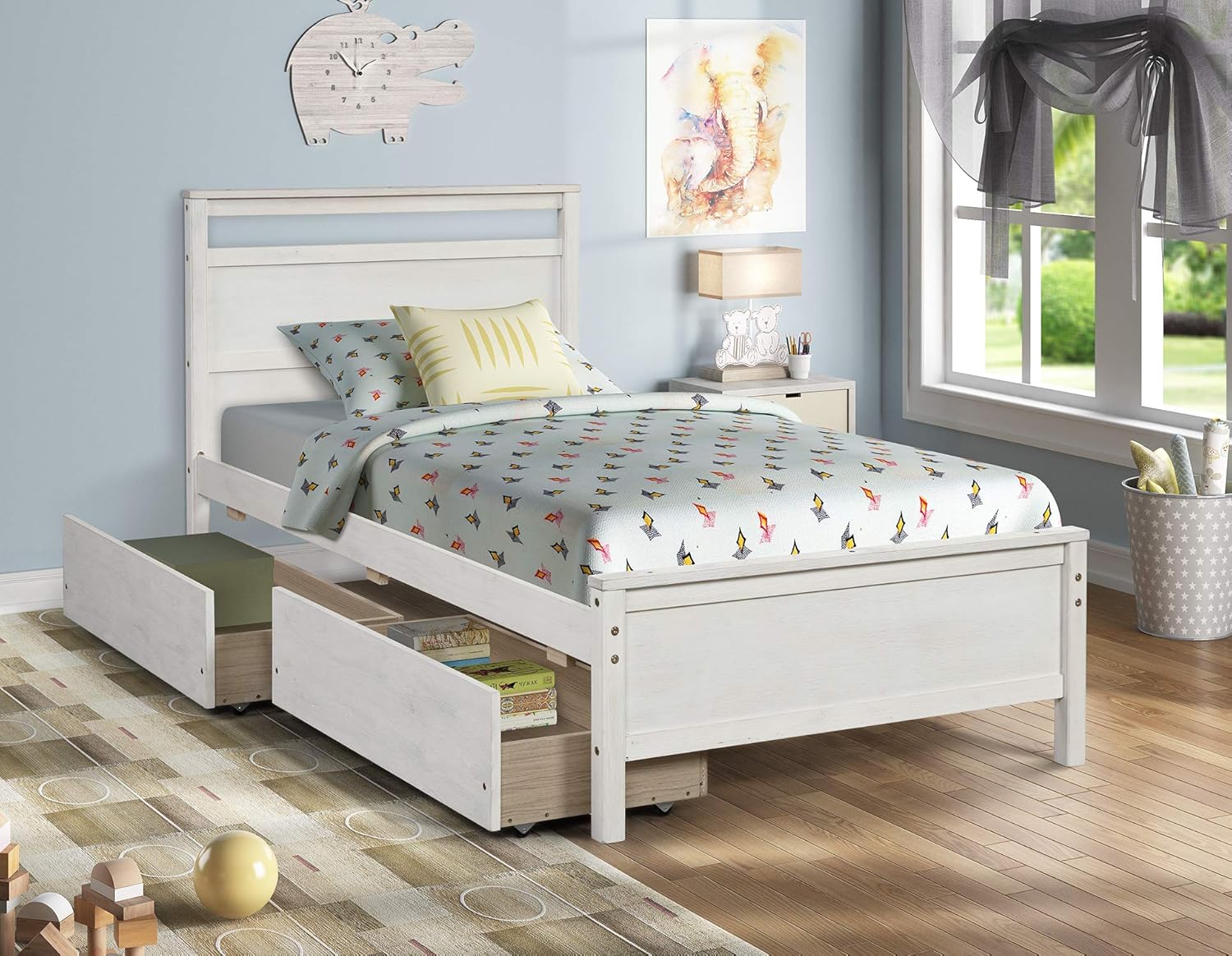 Trundle Bed Frame Twin Size Pine Wood B763