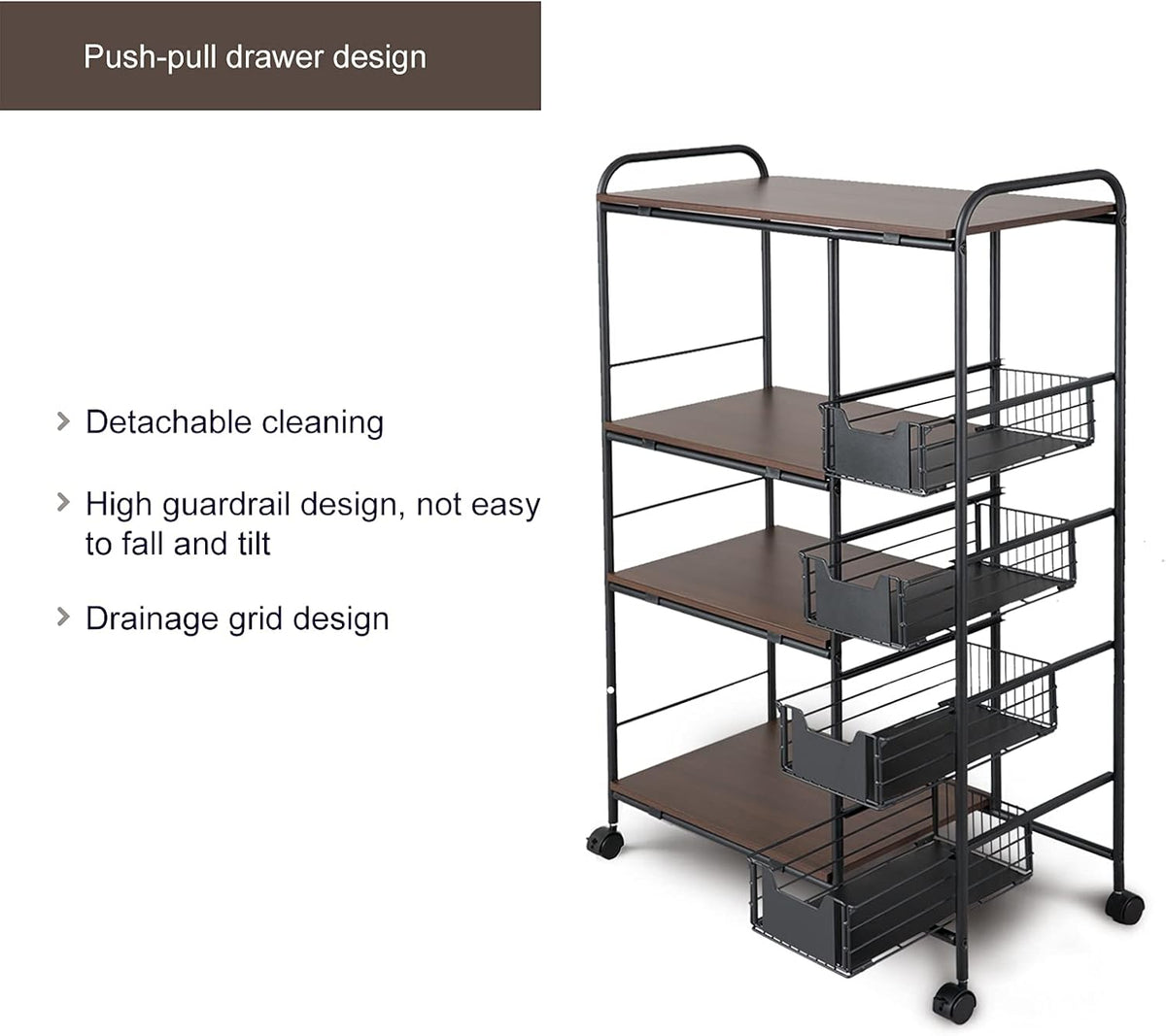 3-Tire Kitchen Standing Bakers Rack with Storage Basket C38412