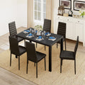 Black PU Leather Dining Table Set with 6 Chairs D115076