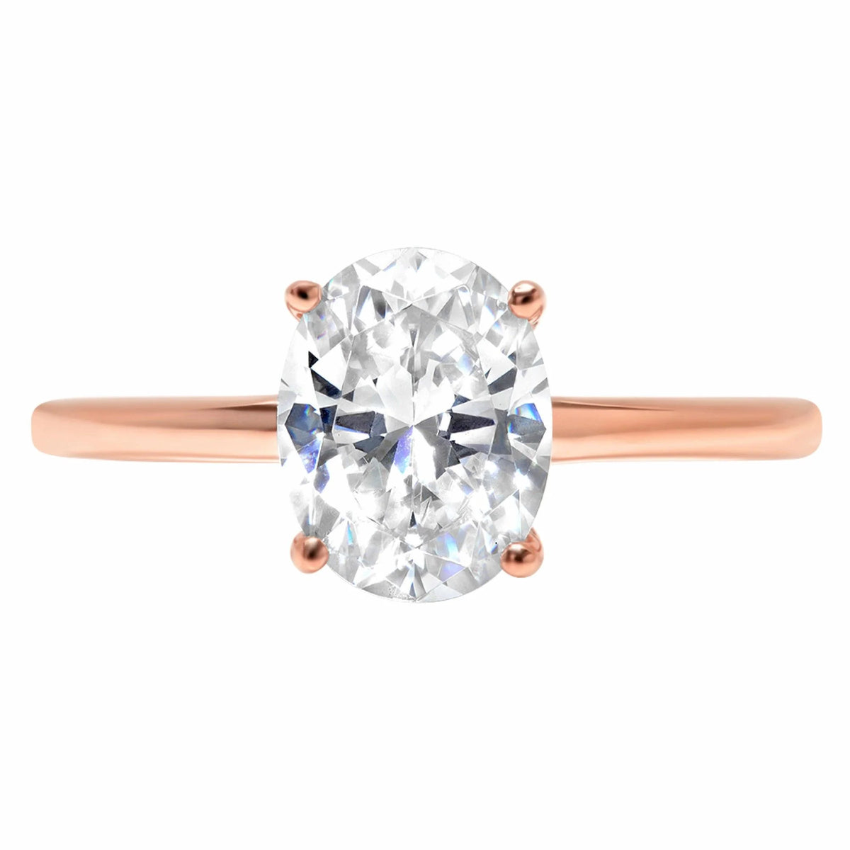 18K Rose Gold Oval Cut Diamond Engagement Ring size 3.5 N9968