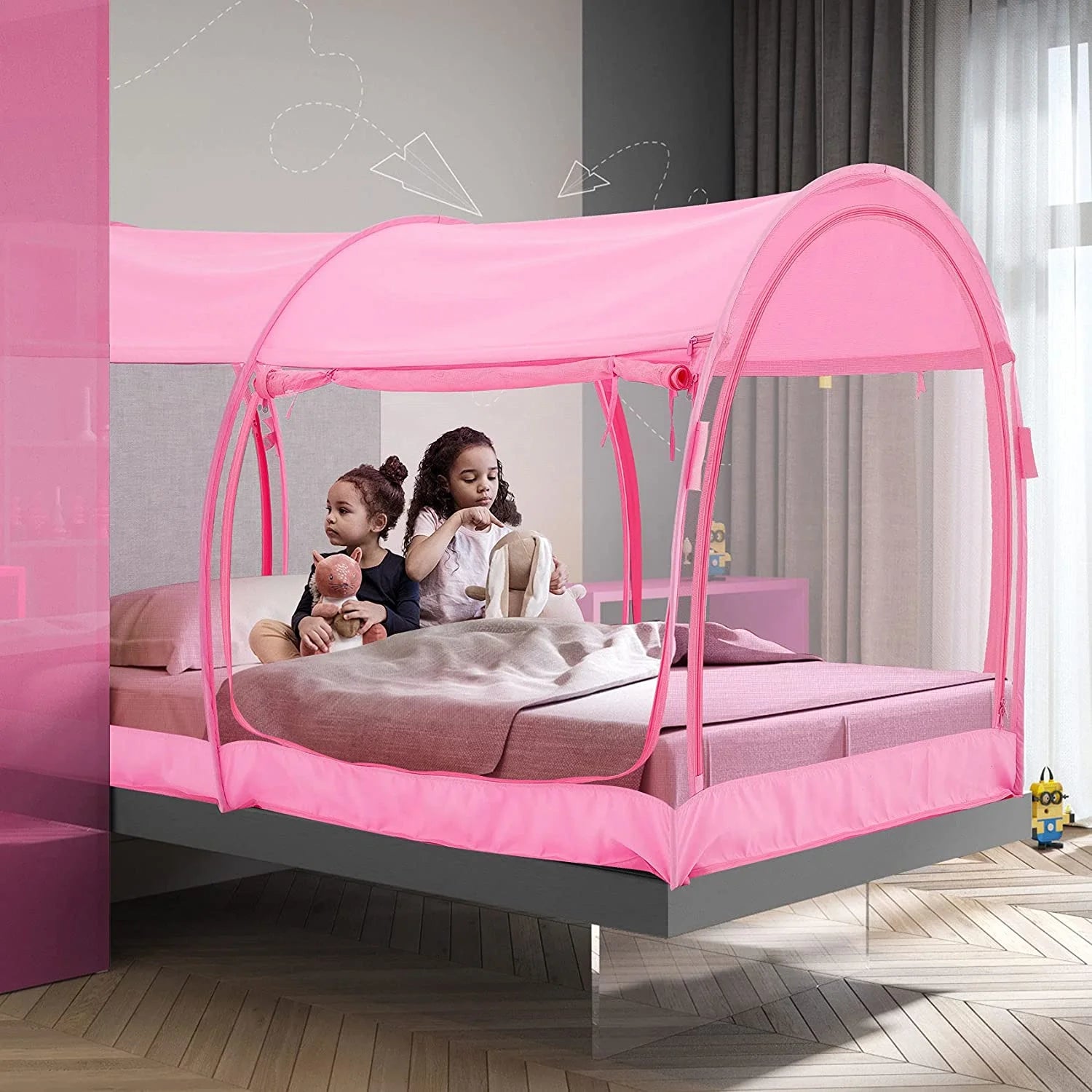 Twin Size Pink Bed Tent Mosquito Net Privacy Space G505190