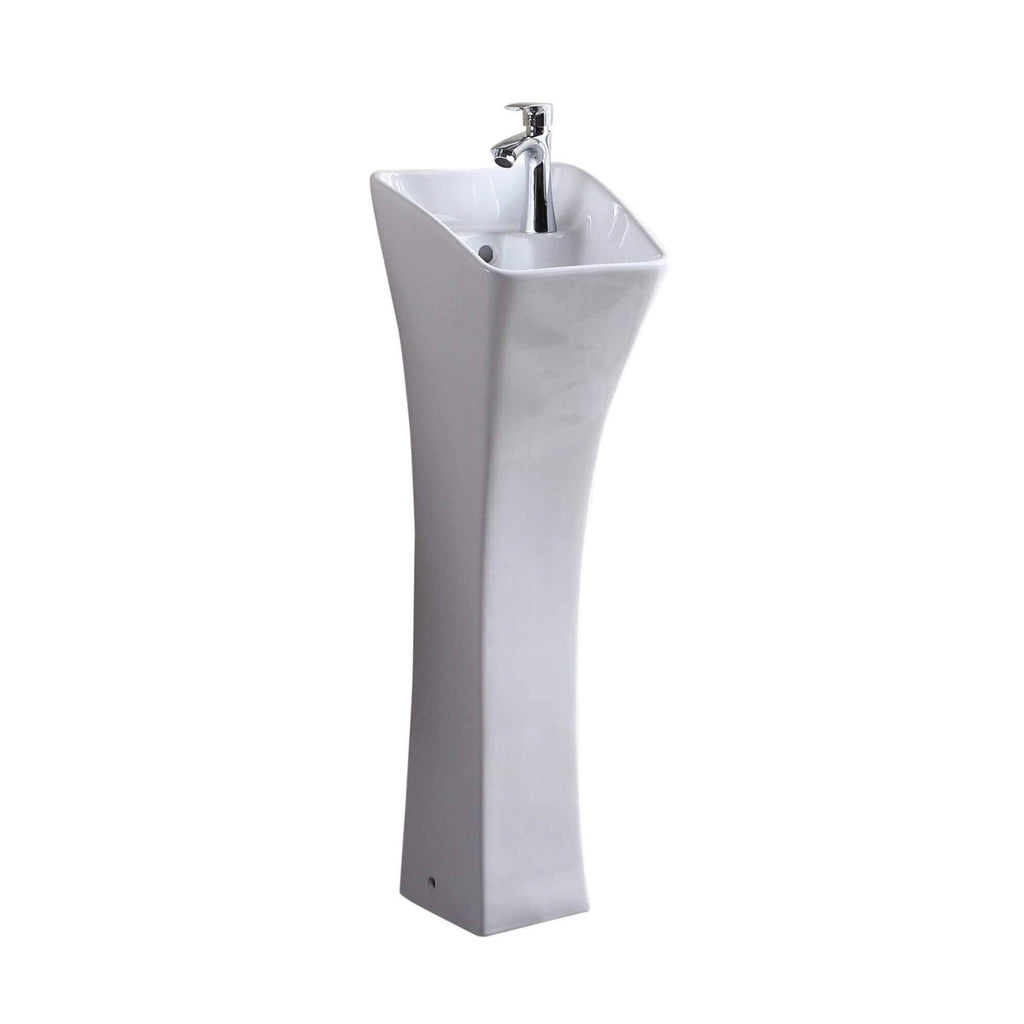 White Rectangular Pedestal Bathroom Sink J523686