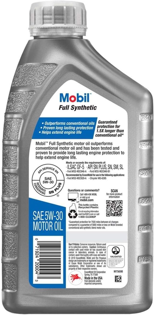 Full Synthetic Motor Oil 5W-30, 1 Quart, Case of 6 H479566