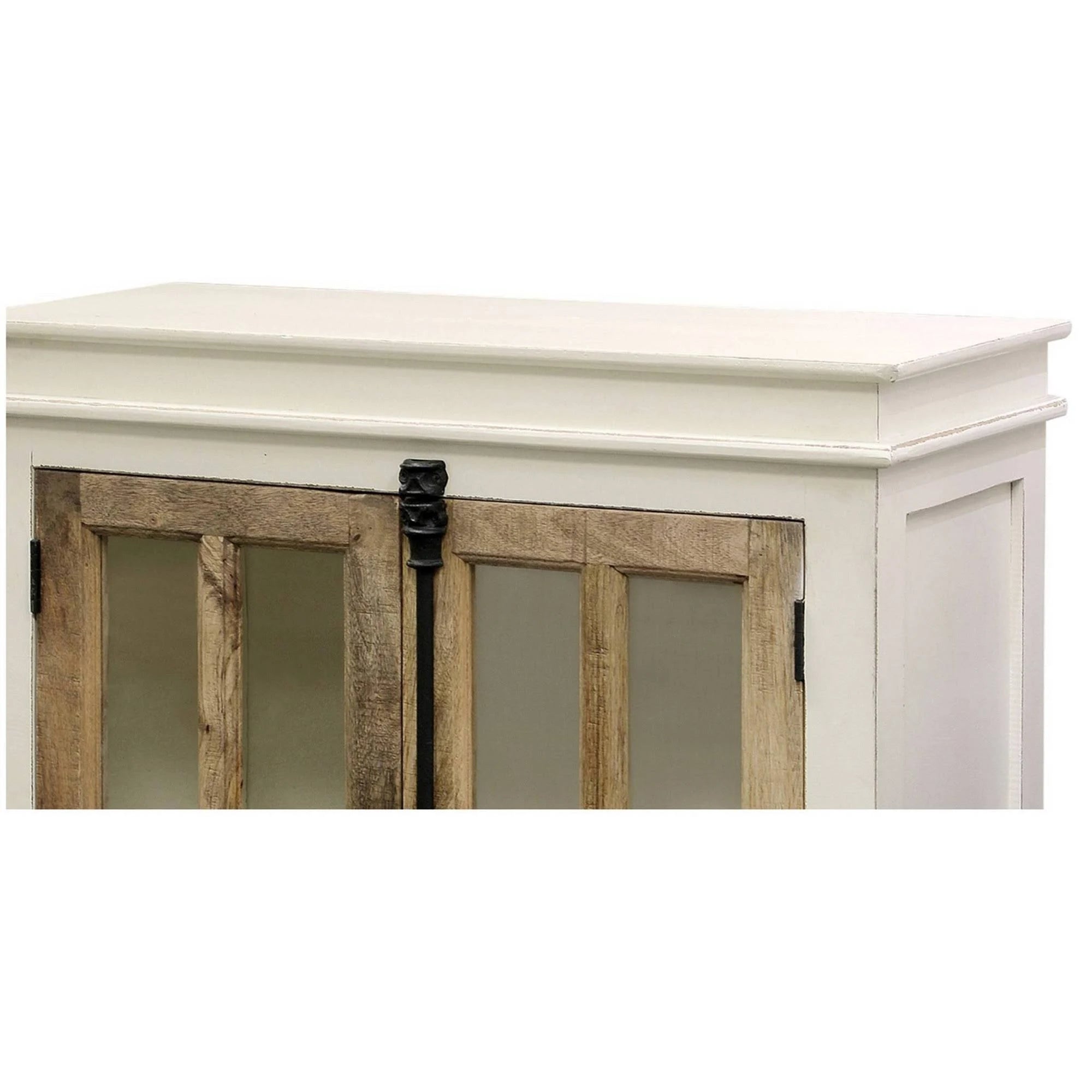 White/Natural Cabinet with Clear Tempered Glass Window P9908