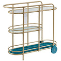 Modern 3-Shelf Glass and Metal Bar Cart in Satin Gold Y171