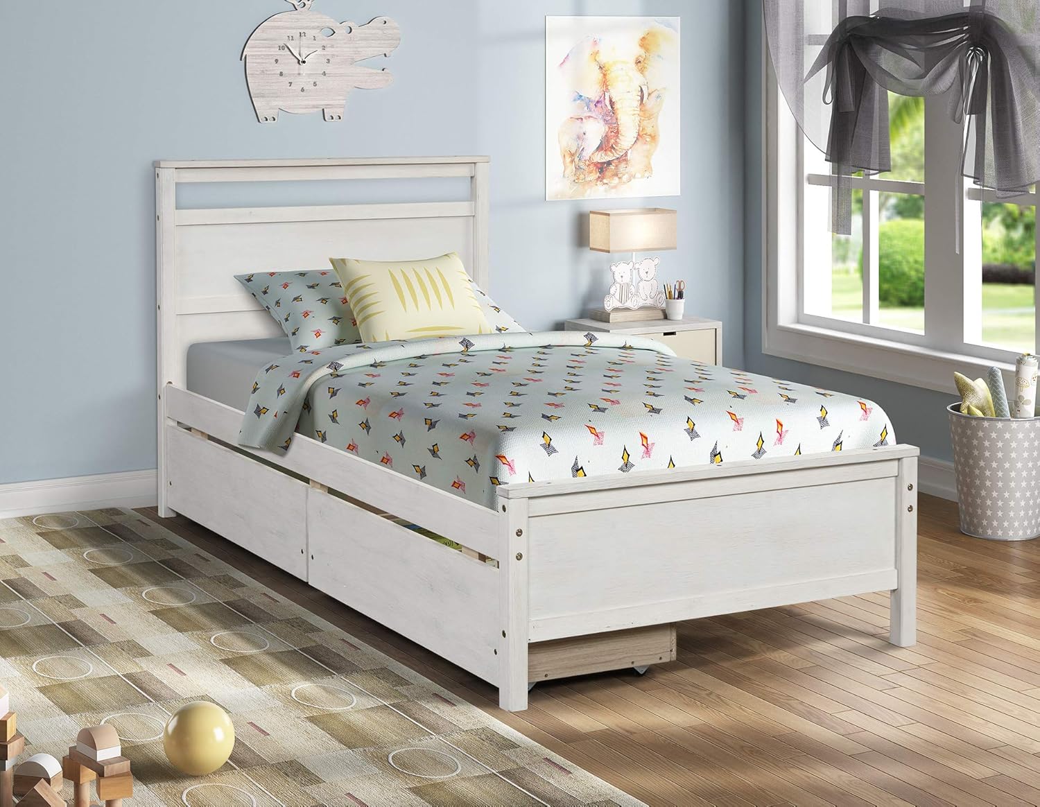 Trundle Bed Frame Twin Size Pine Wood B763