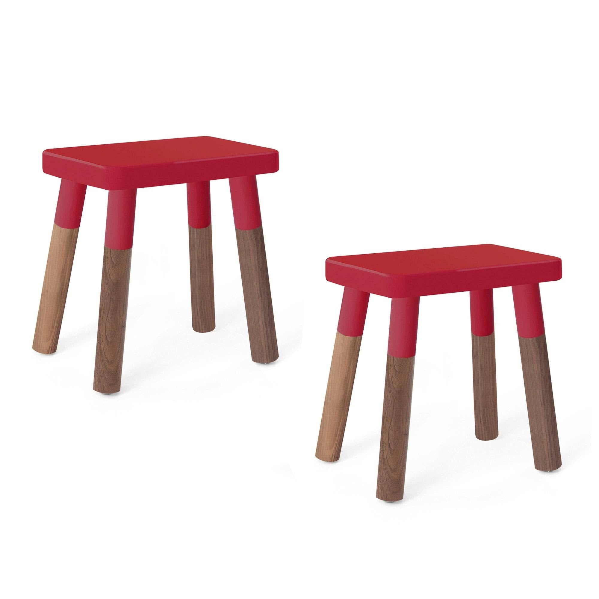 Red/Walnut Wood Kids Chairs (Set of 2) B26432