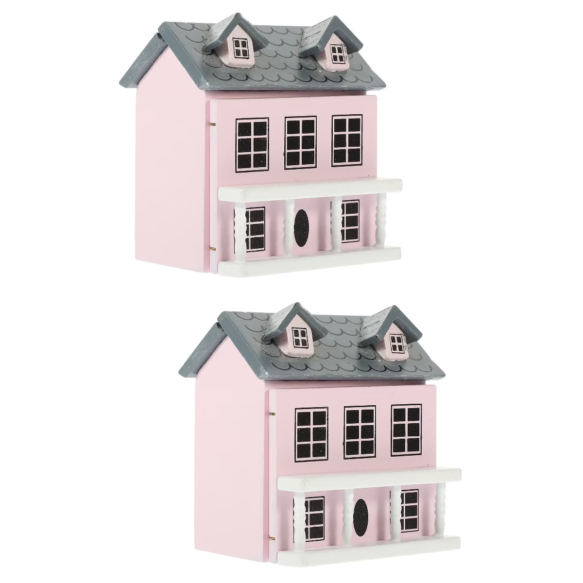 2 Pack Doll House Mini Furniture Pink Villa Ornament Tiny Decor Miniatures Hut Figurine Model I308263