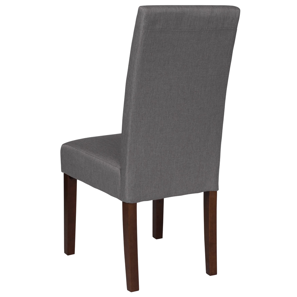 Light Gray Fabric Parsons Chair with Mahogany Legs R7760