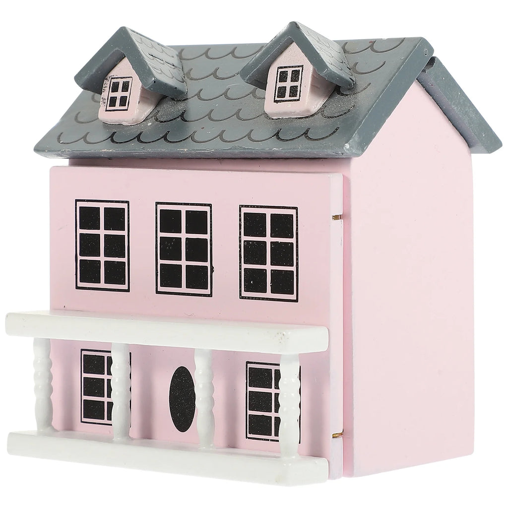 2 Pack Doll House Mini Furniture Pink Villa Ornament Tiny Decor Miniatures Hut Figurine Model I308263