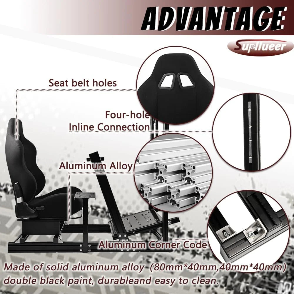 Racing Sim Cockpit with Monitor Stand Seat R966307