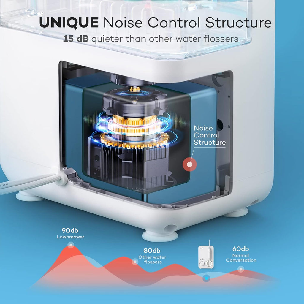 Water Flosser 600ML Oral Irrigator with 3 Flossing Modes, 10 Settings, 7 Tips, Pack of 2 U957820