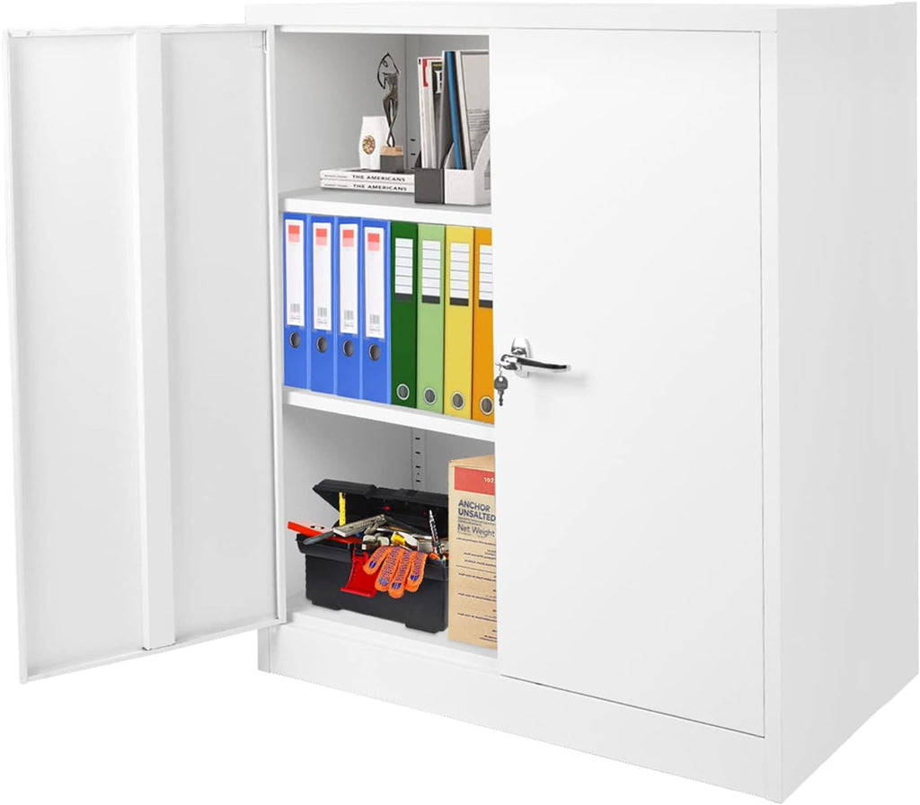 Metal Storage Cabinet Locking Steel Storage Cabinet 42” with Lock and Doors, Adjustable Shelves P76291