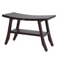 Solid Teak Shower Bench with Storage Shelf Brown T6315