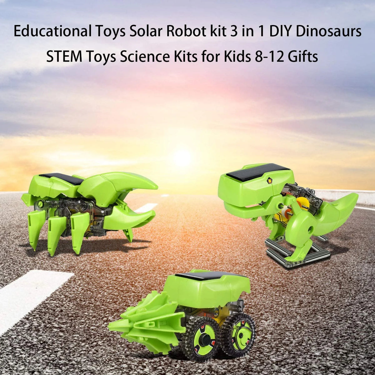 STEM Robot Building Educational Toys Science Kit 3 in 1 Solar Dinosaur Desk Robot U116086