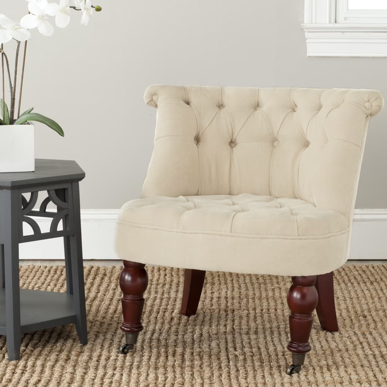 Tufted Chair Natural Cream R844824