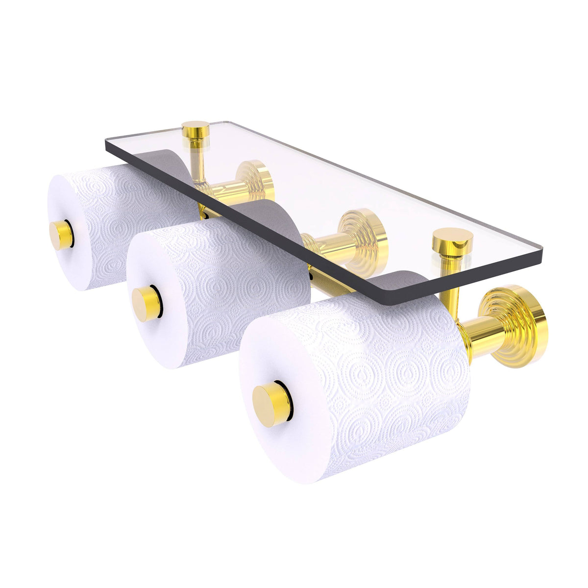 Polished Brass Wall Mount Toilet Paper Holder with Glass Shelf B36772