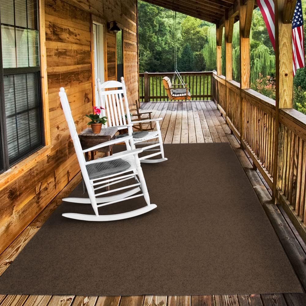 Indoor Outdoor Carpet with Rubber Marine Backing - Dark Brown - 6 Feet x 15 Feet Y3560