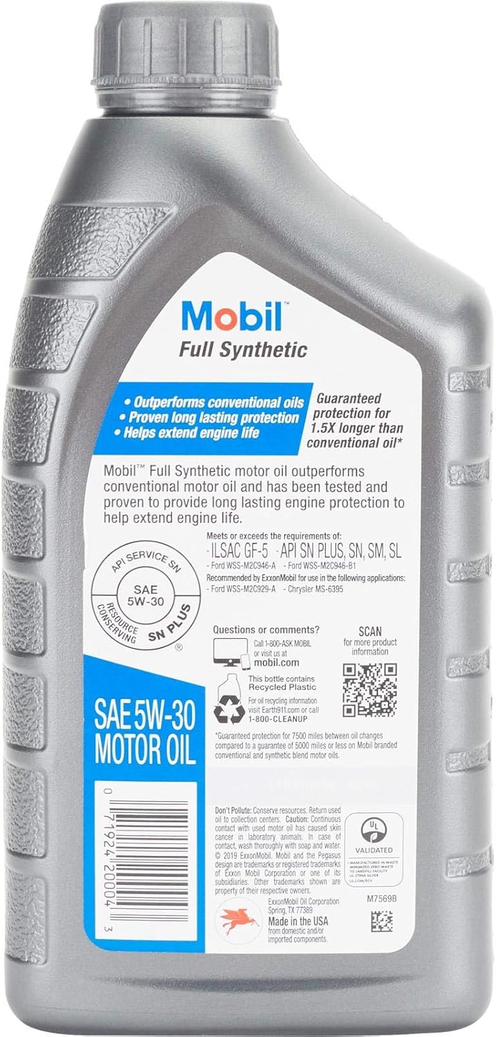 Full Synthetic Motor Oil 5W-30, 1 Quart, Case of 6 H479566