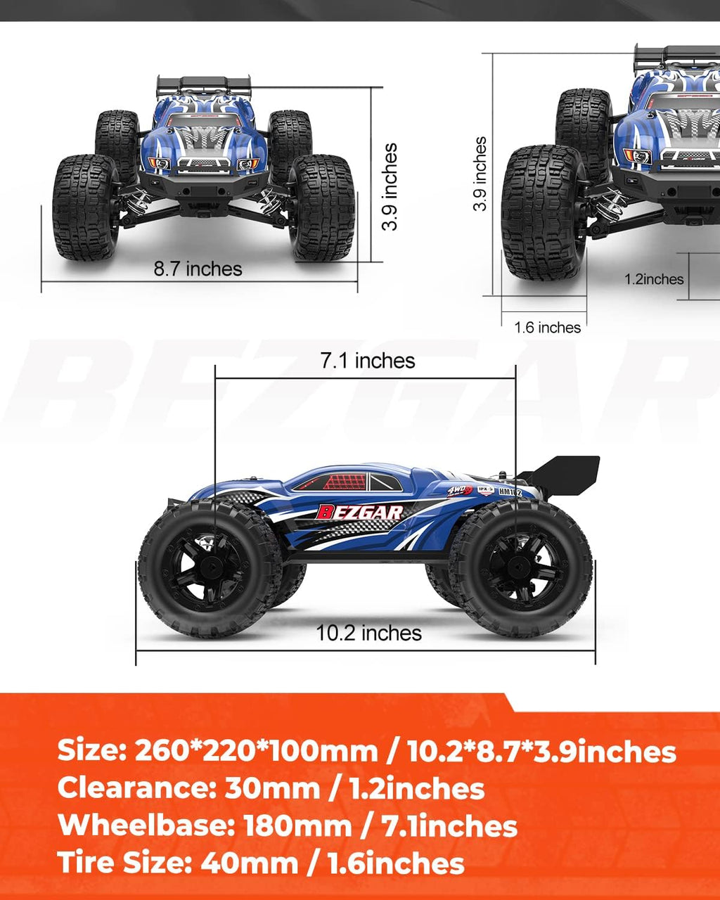1:16 Scale 4WD Remote Control Electric Off Road RC Monster Truck A5403